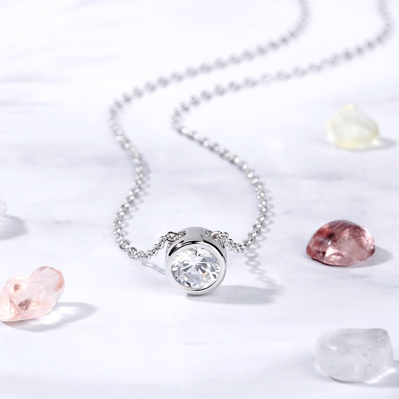 Stainless Steel Birthstone Necklace for Women