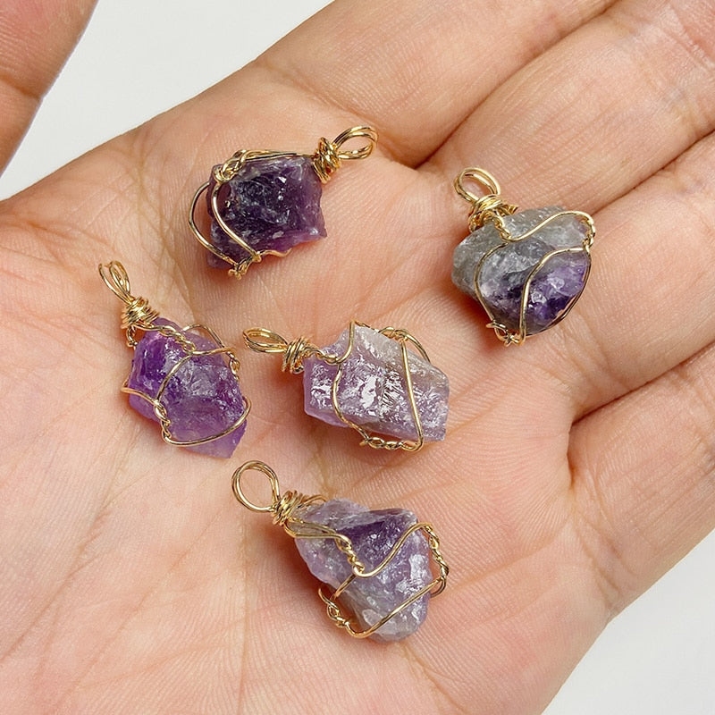 1 PC Of Natural Stone Winding Amethysts Handmade Necklace Accessories For Women