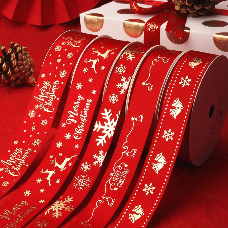 Handgefertigtes Gedrucktes Polyesterband für Weihnachtsdekoration & DIY Geschenkverpackung.