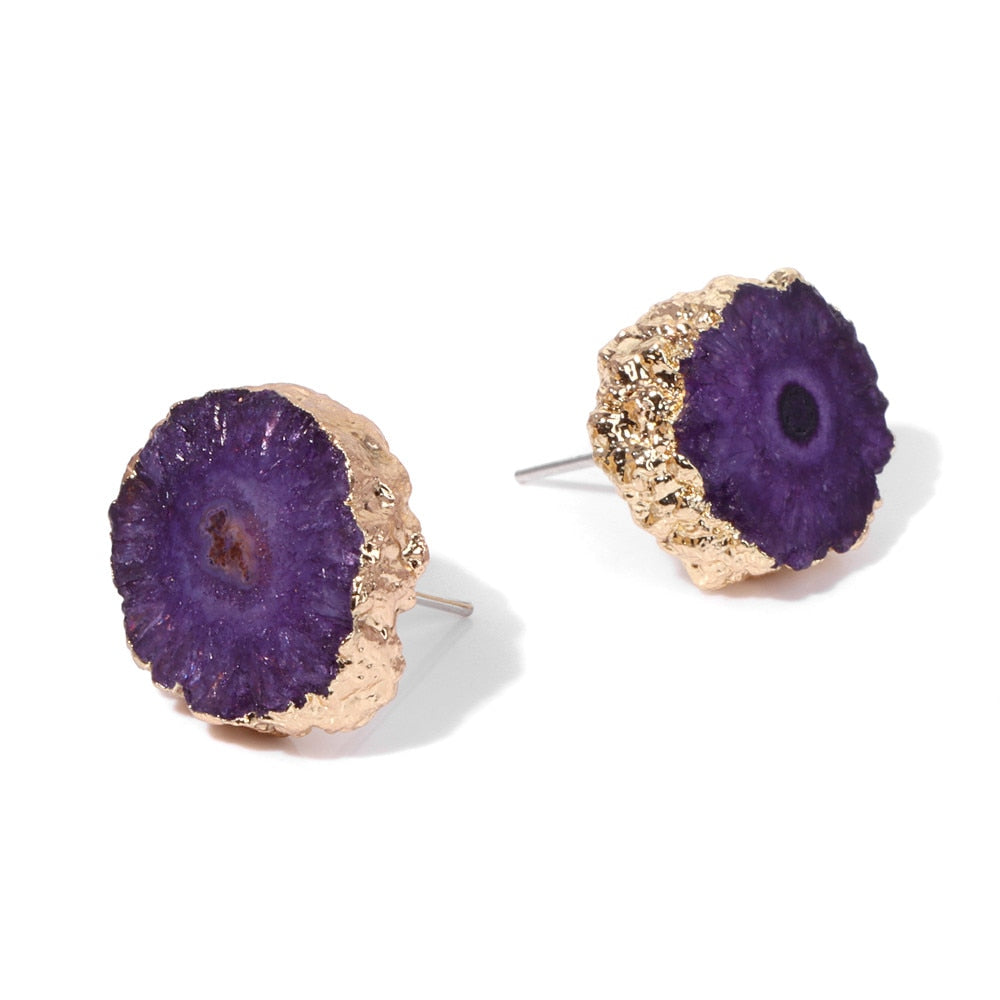 Natural Druzy Agates Crystal Earrings