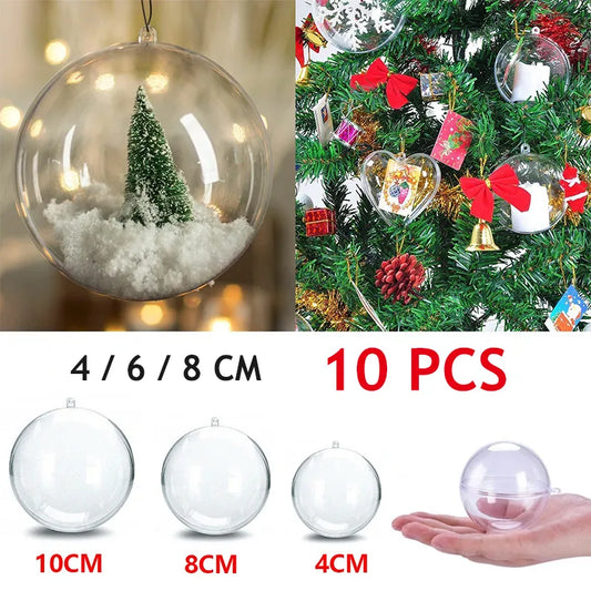 10 Stücke Transparente Kugeln zum Schmücken des Weihnachtsbaums.