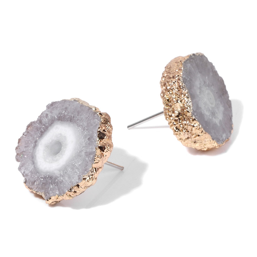 Natural Druzy Agates Crystal Earrings