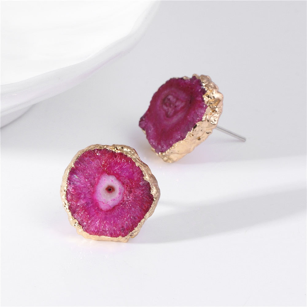 Natural Druzy Agates Crystal Earrings